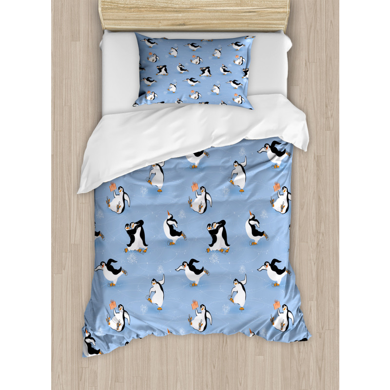 Skating Penguins Duvet Cover Set