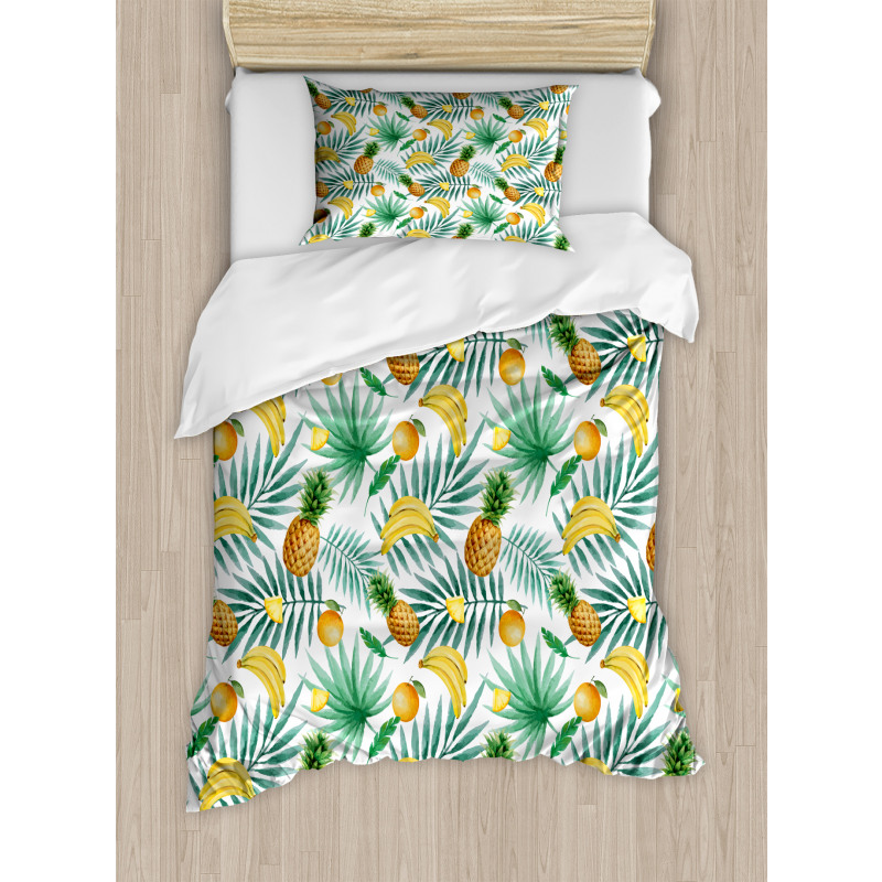 Exotic Fruits Leaves Duvet Cover Set