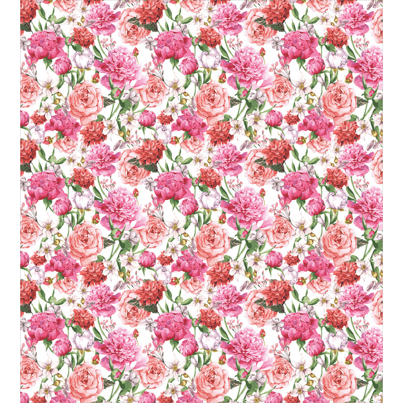 Pink Peonies Roses Duvet Cover Set