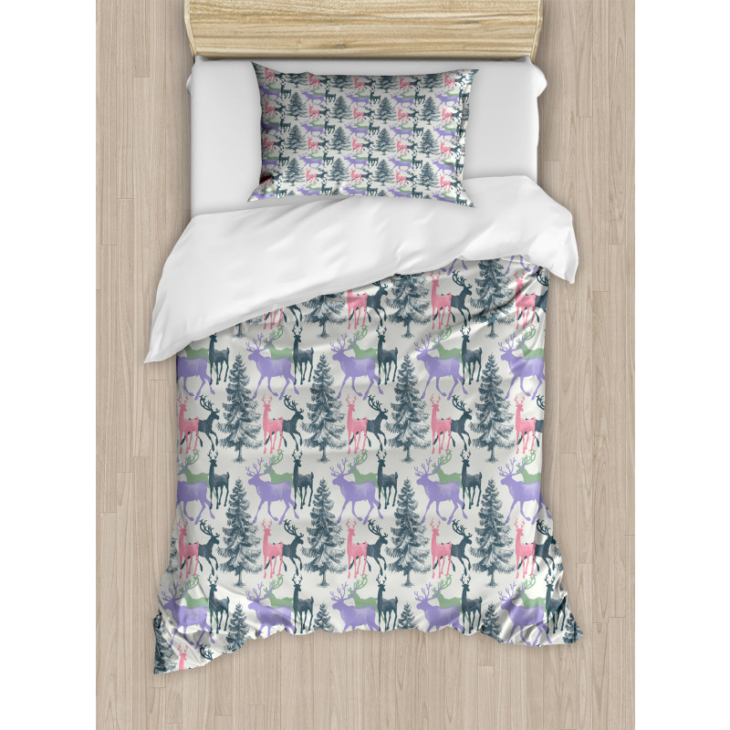 Pine Trees Winter Season Duvet Cover Set