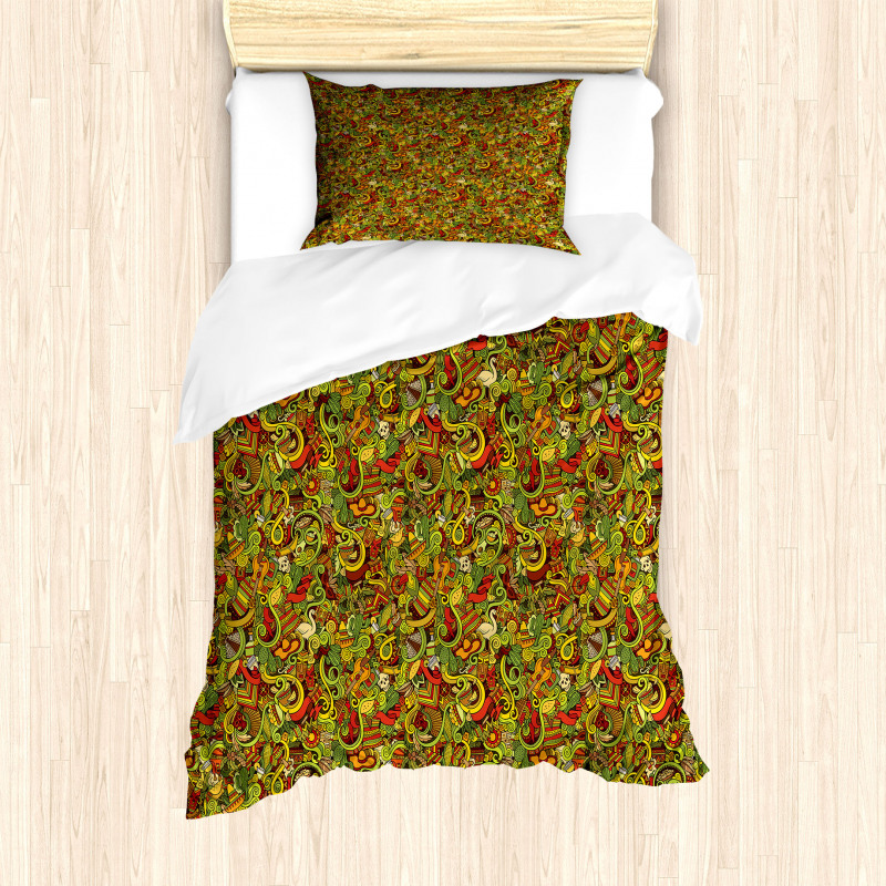 Cartoon Style Mexico Duvet Cover Set