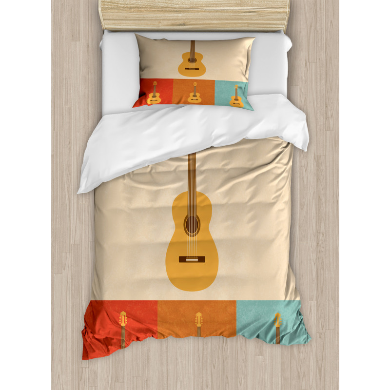 Acoustic Guitars Retro Duvet Cover Set