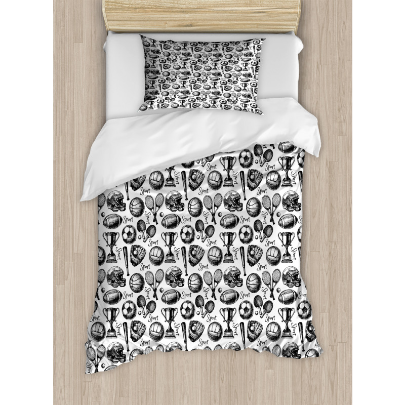 Monochrome Baseball Glove Duvet Cover Set