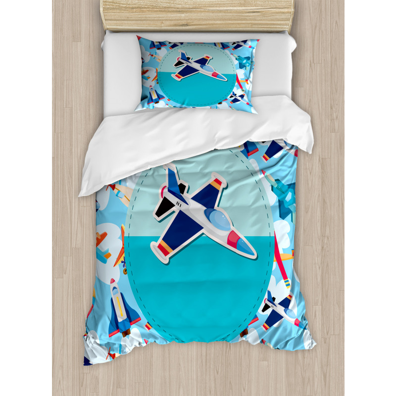 Airplane Composition Duvet Cover Set