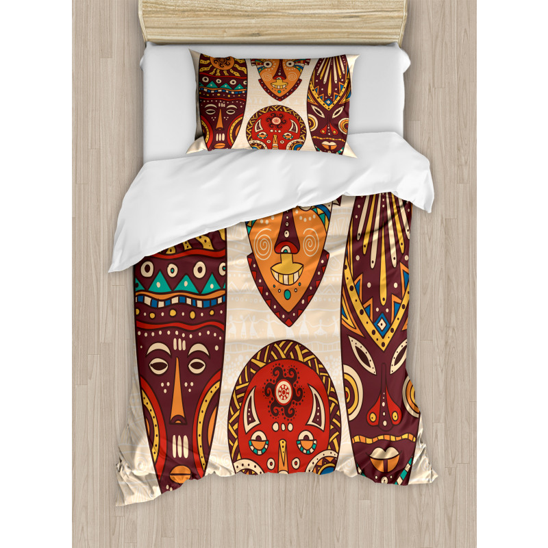 Indigenous Folk Mask Graphic Duvet Cover Set