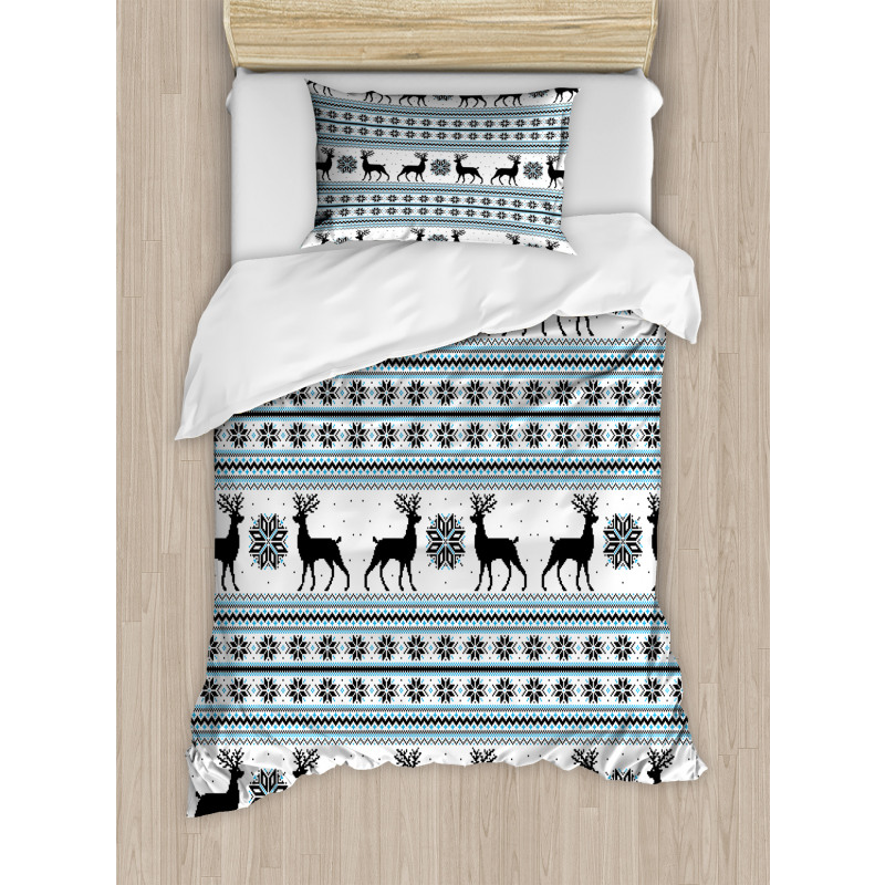 Zigzag Reindeer and Snow Duvet Cover Set