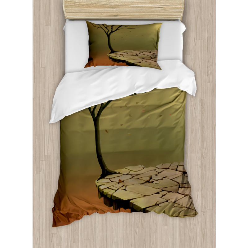 Tree on Cliff Precipice Duvet Cover Set