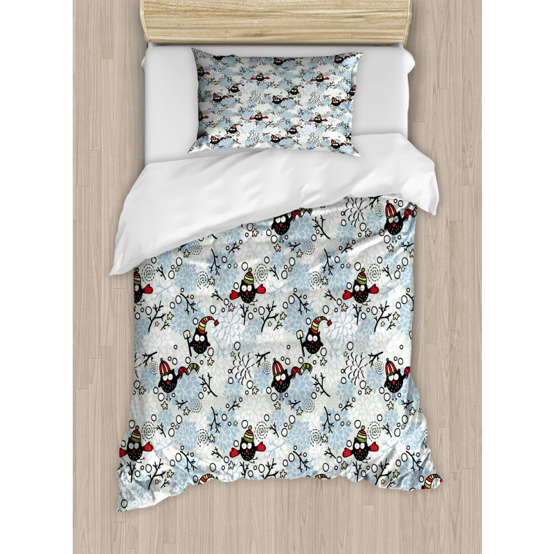 Winter Snow Xmas Doodle Duvet Cover Set