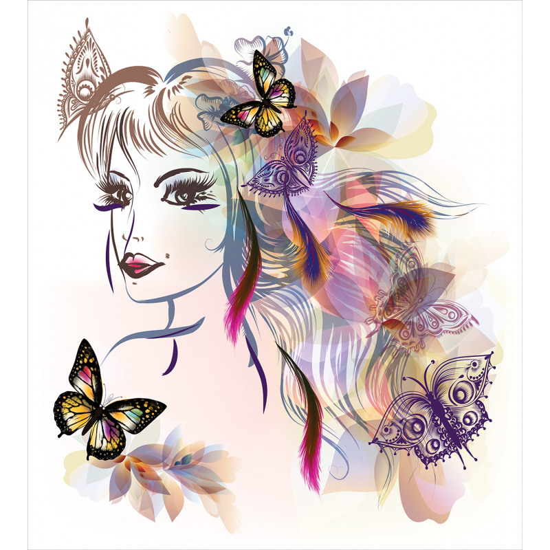Butterflies with Girl Duvet Cover Set