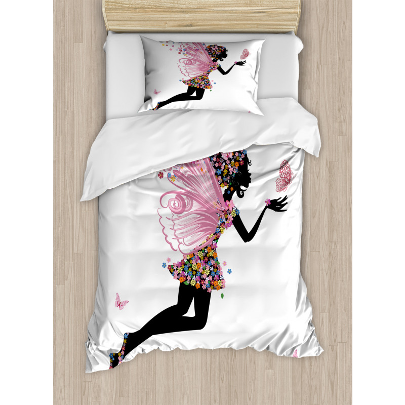 Floral Dressed Angel Duvet Cover Set