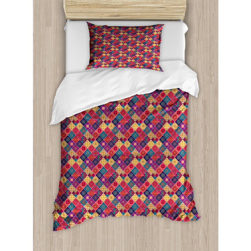 Diamond Squares Pattern Duvet Cover Set