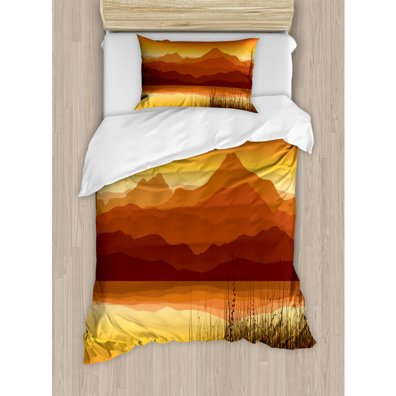 Abstract Mountains Sunset Duvet Cover Set