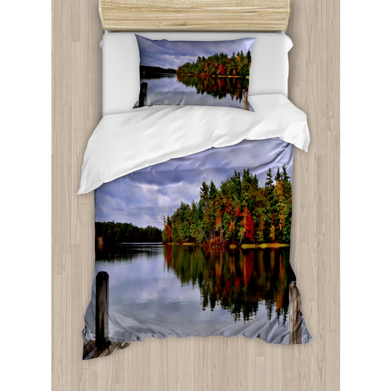 Wooden Dock Fall Splendor Duvet Cover Set