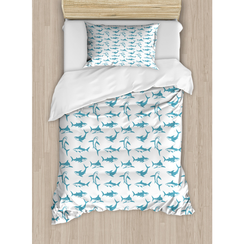 Scary Predators with Fins Duvet Cover Set