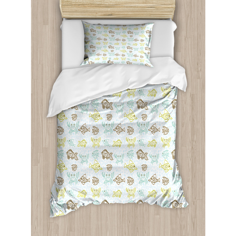 Exotic Aquarium Doodle Duvet Cover Set