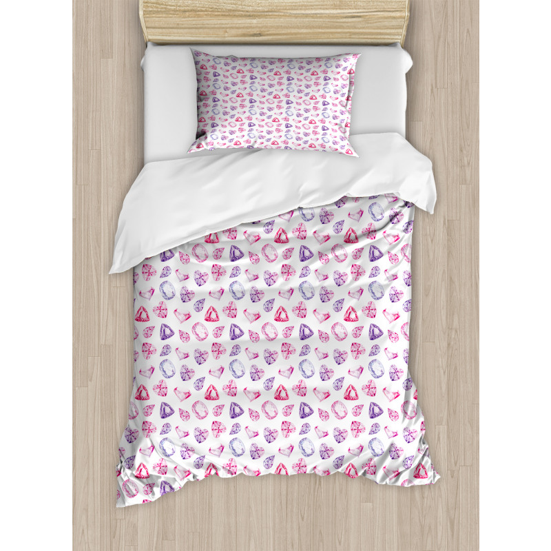 Watercolor Heart Rocks Duvet Cover Set