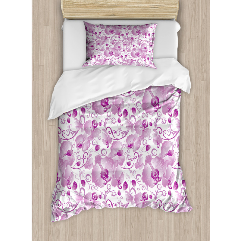 Ornate Floral Curly Leaf Duvet Cover Set