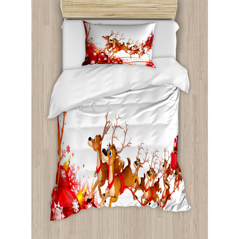 Xmas Balls and Reindeers Duvet Cover Set