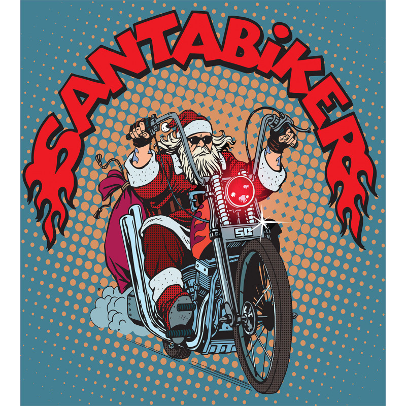 Pop Art Retro Biker Santa Duvet Cover Set