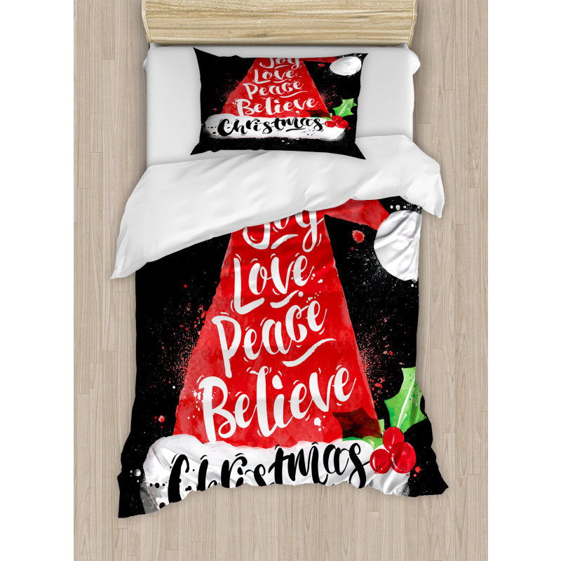 Xmas Hat with Lettering Duvet Cover Set
