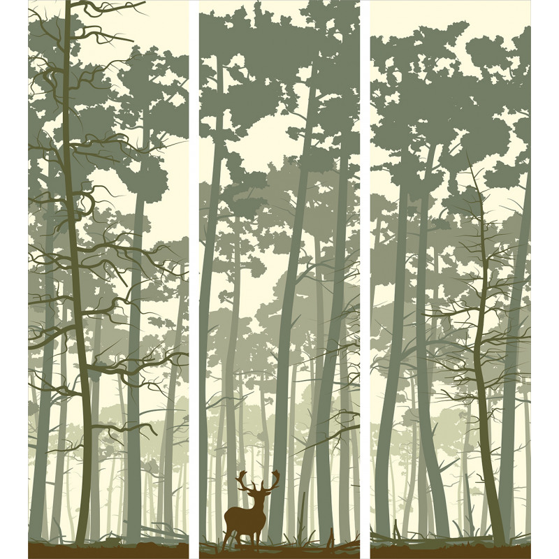 Pine Trees Deer Motif Duvet Cover Set