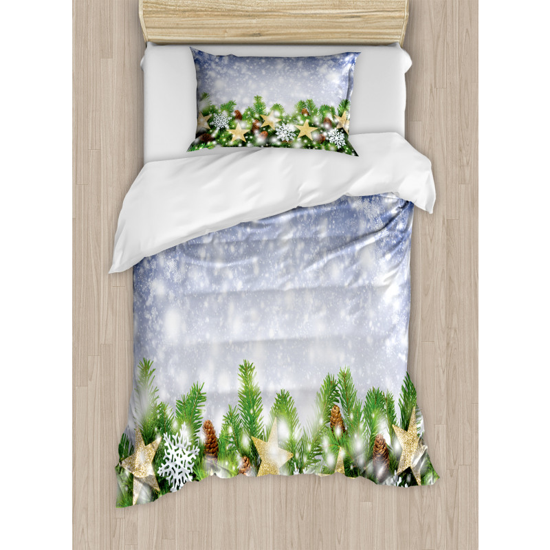 Bokeh Snowflakes Duvet Cover Set