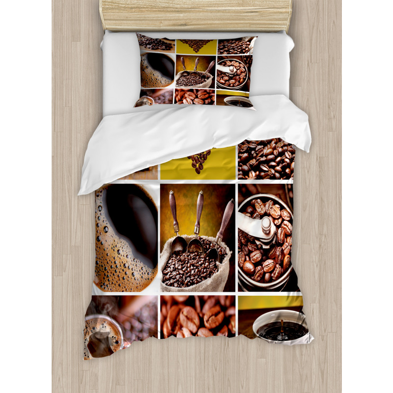 Coffee Photos Girds Duvet Cover Set