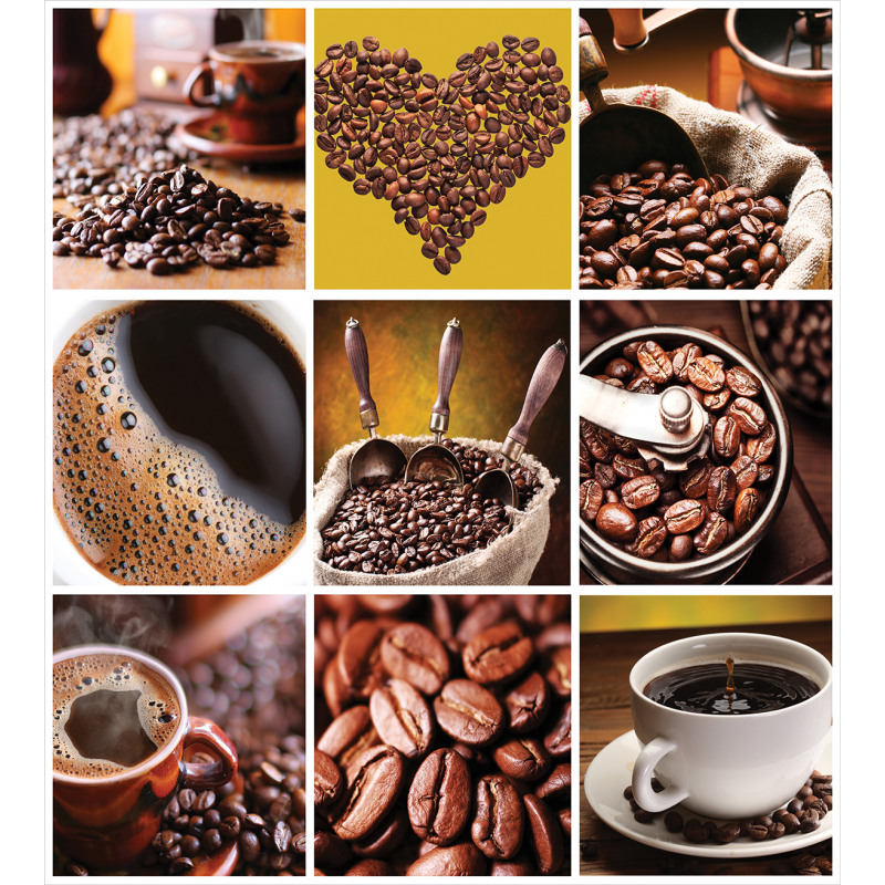 Coffee Photos Girds Duvet Cover Set