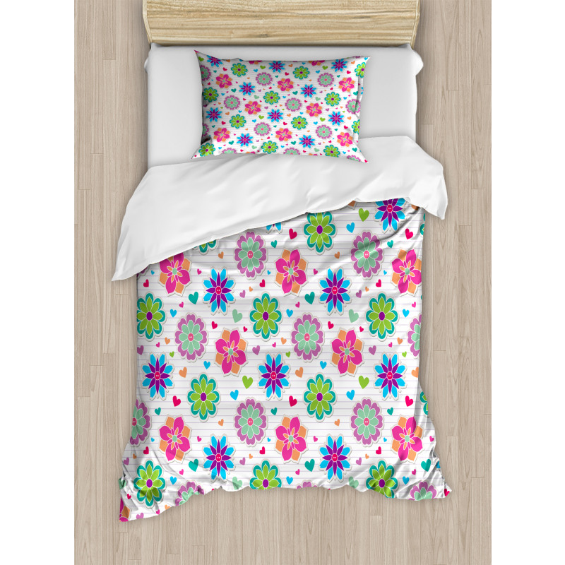 Chamomiles and Hearts Duvet Cover Set