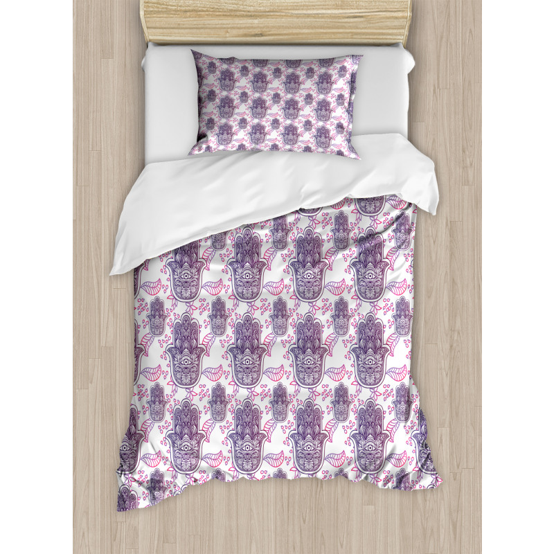 Ombre Leaves Circles Duvet Cover Set