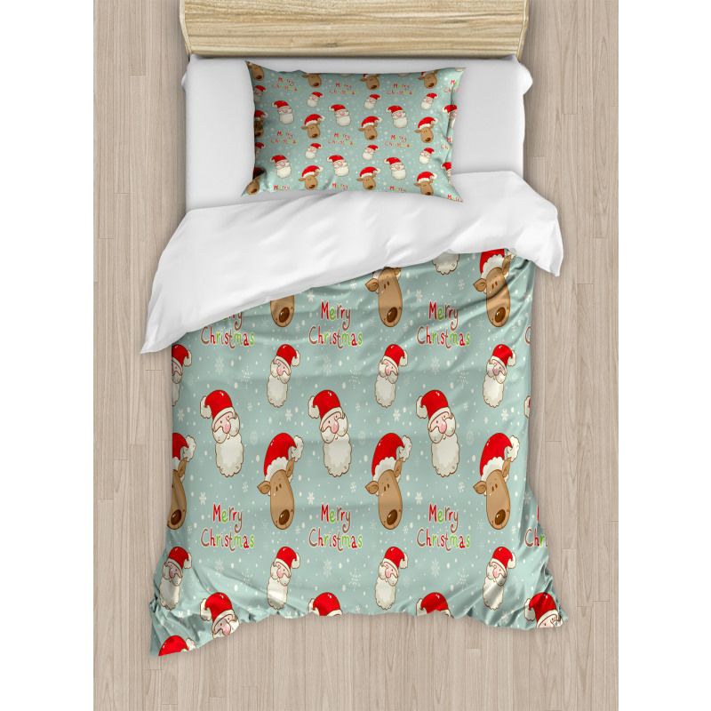 Santa Deer Vintage Duvet Cover Set