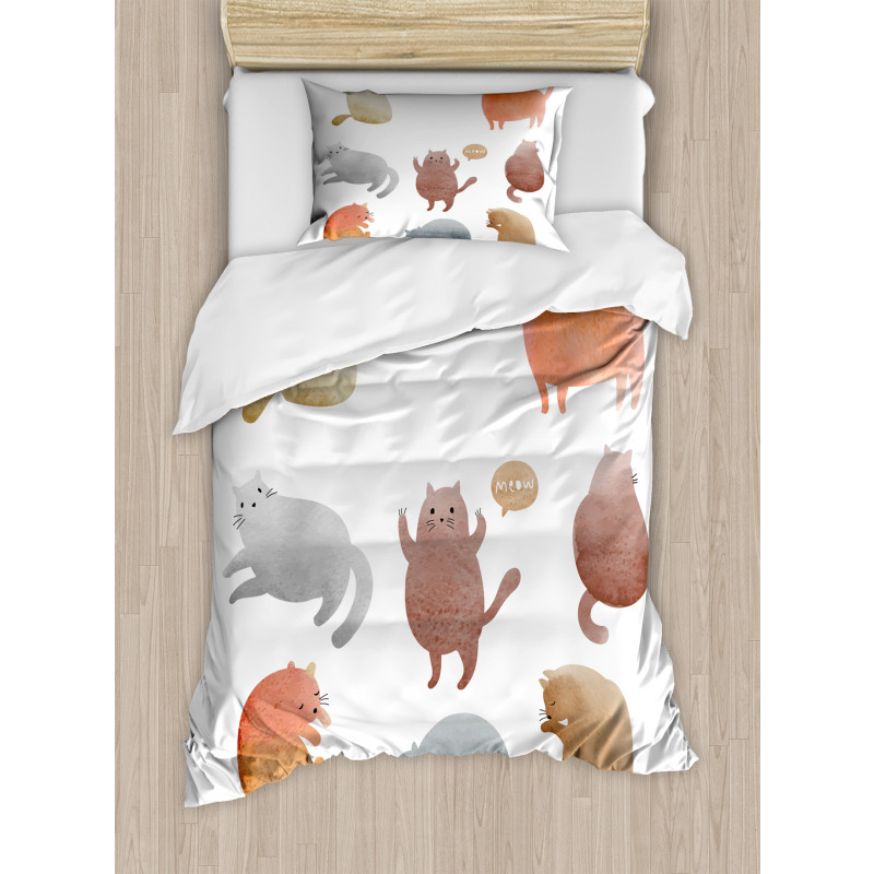 Watercolor Kitties Pet Duvet Cover Set