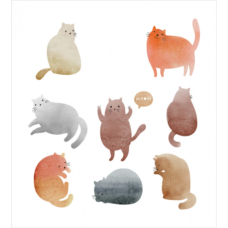 Watercolor Kitties Pet Duvet Cover Set