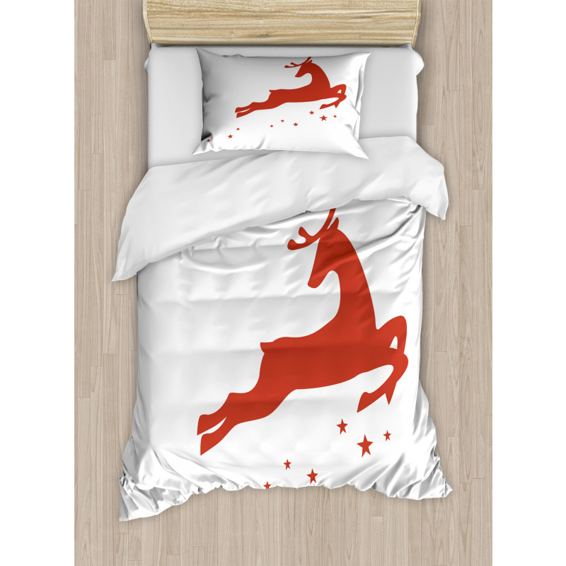 Jumping Reindeer Stars Duvet Cover Set