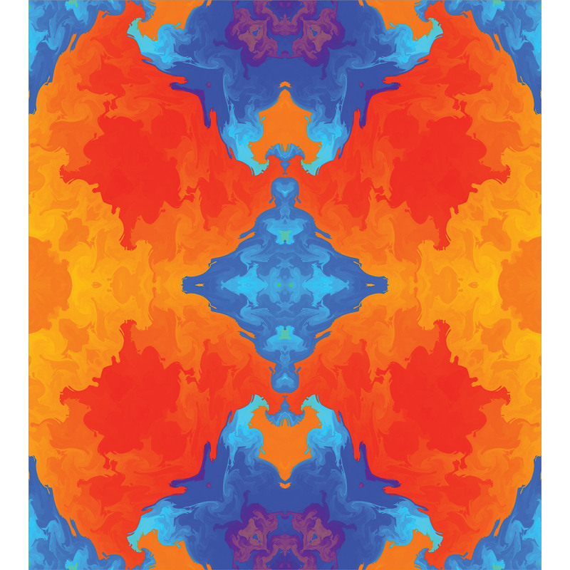 Contemporary Blue Orange Duvet Cover Set