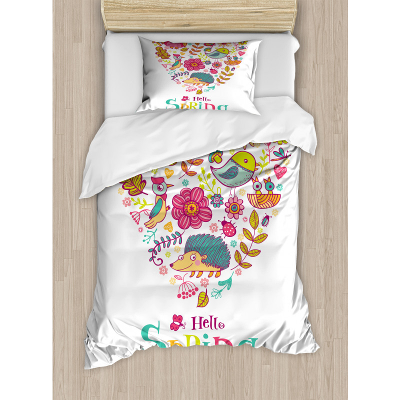 Doodle Springtime Heart Duvet Cover Set