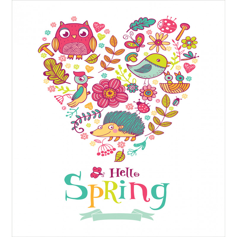 Doodle Springtime Heart Duvet Cover Set