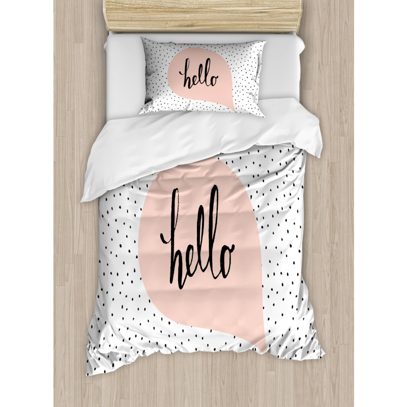 Pale Pink Speech Bubble Duvet Cover Set