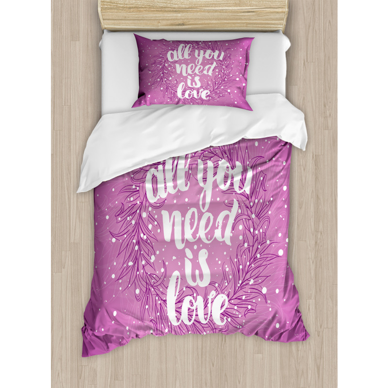 Valentines Floral Words Duvet Cover Set