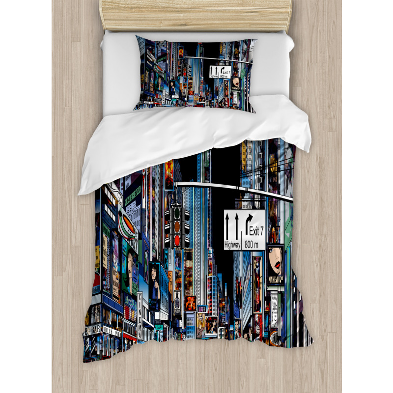 Night Scene New York Duvet Cover Set