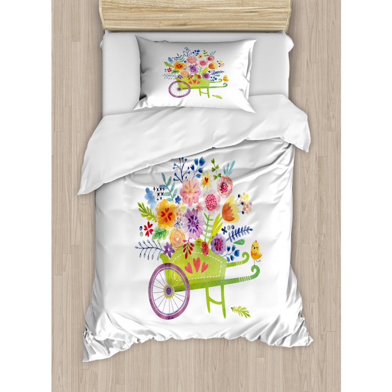 Wheelbarrow Flowers Duvet Cover Set