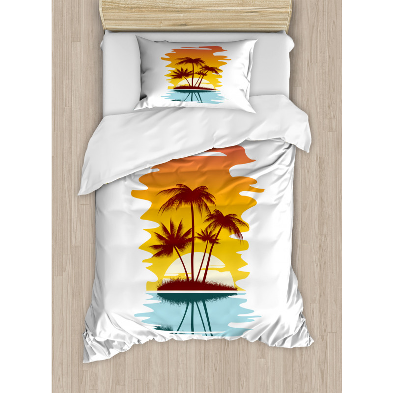 Exotic Palm Trees Sunset Duvet Cover Set