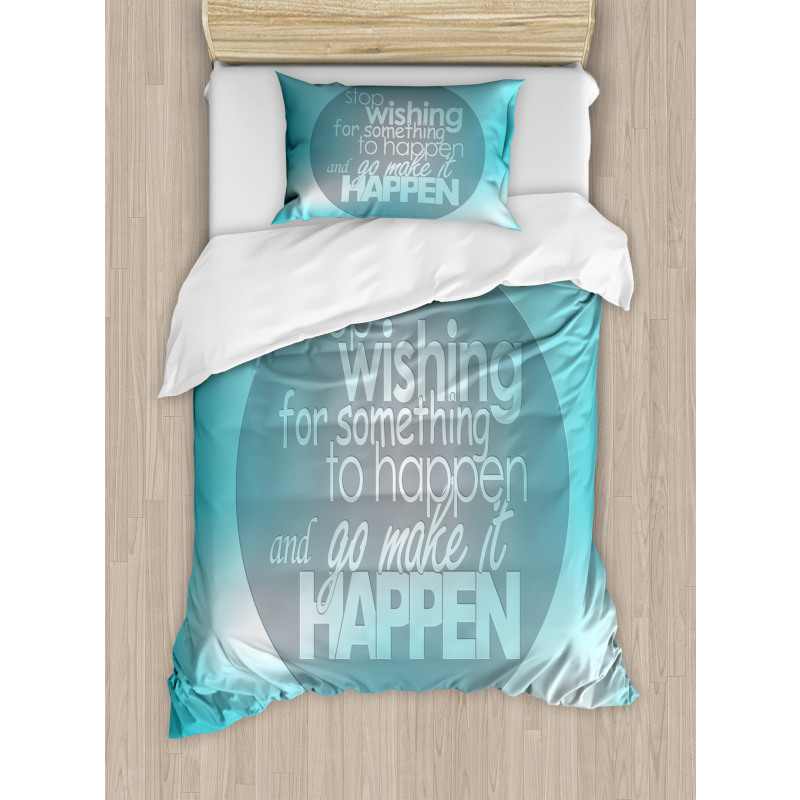 Wise Words on Blue Duvet Cover Set