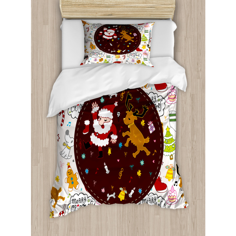 Dancing Santa Deer Duvet Cover Set