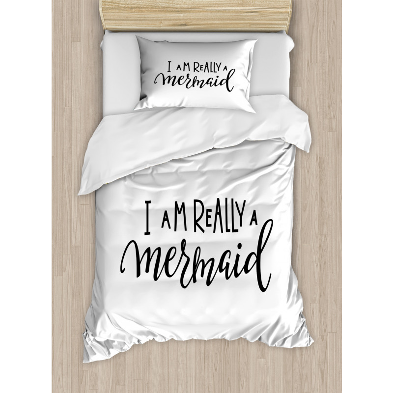 Monochrome Words Duvet Cover Set