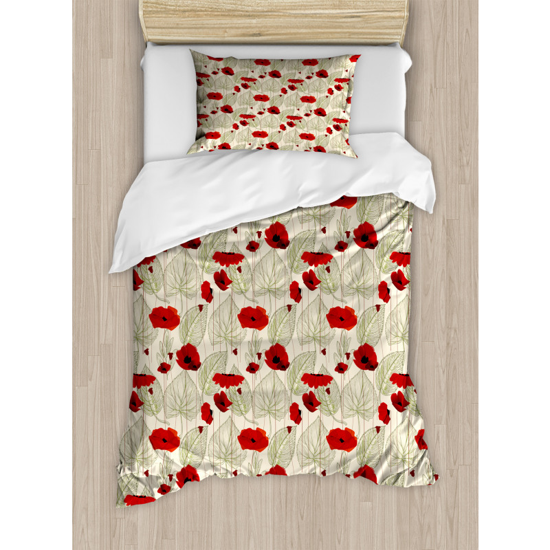 Sketch Leaves Rural Flora Duvet Cover Set