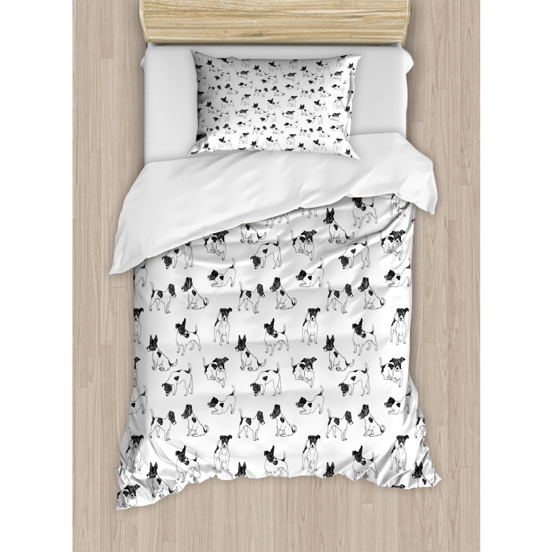 Sketch Style Terriers Duvet Cover Set