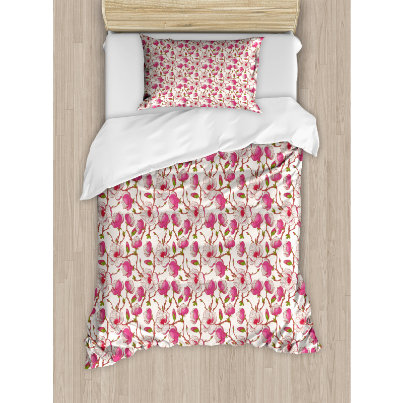 Pink Magnolia Garden Duvet Cover Set