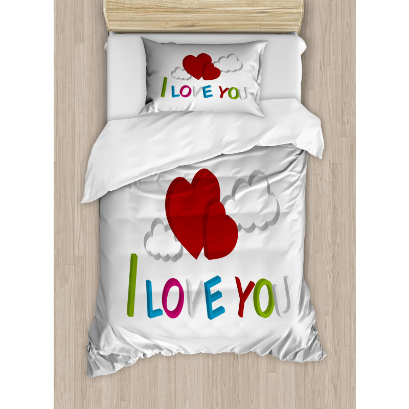 Letters Clouds Heart Duvet Cover Set