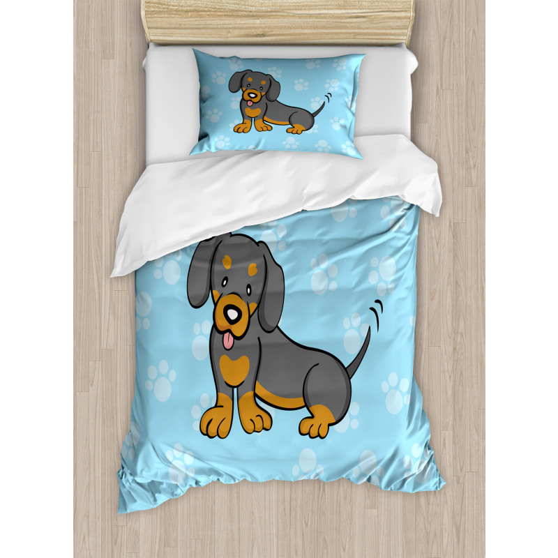 Happy Puppy Cartoon Duvet Cover Set